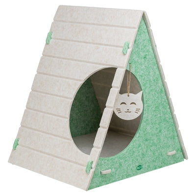 Trixie Kattenmand Speelbox Lucy Driehoekig Vilt Zand / Groen 46X38X50 Cm
